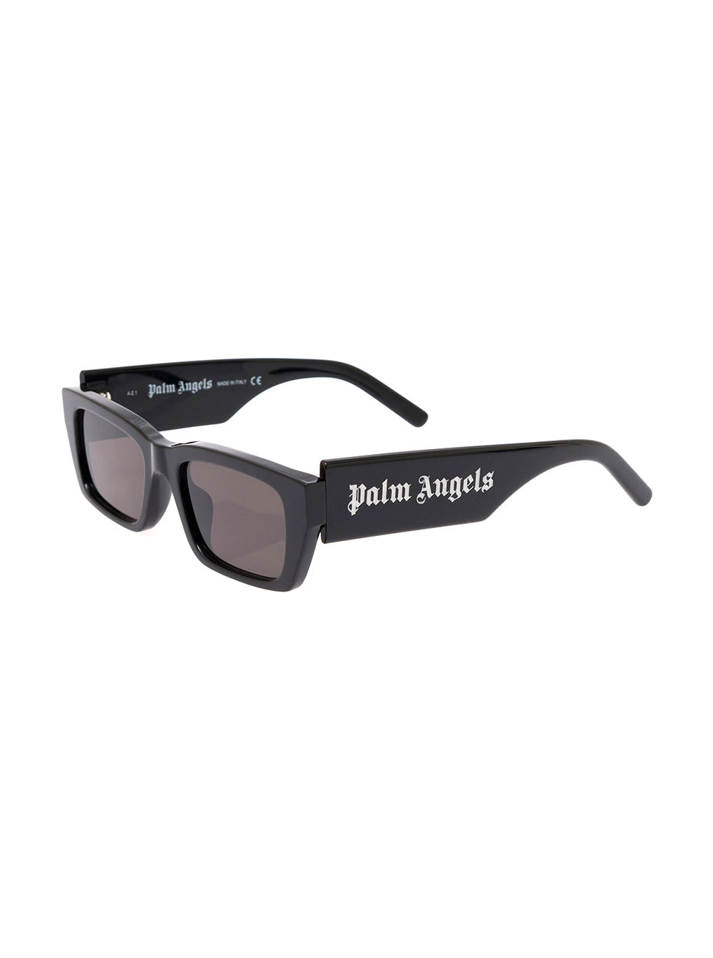 Palm Angels Womans Black Acetate Rectangular Sunglasses With Logo