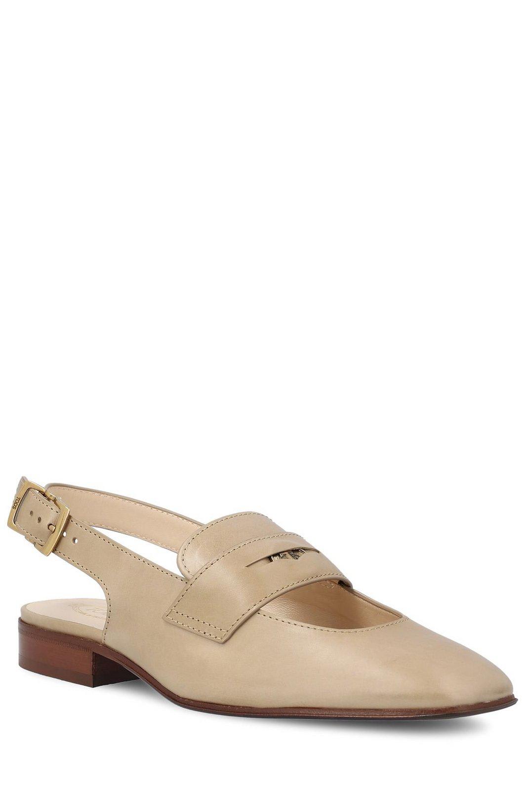 Shop Tod's Cut Out Detailed Penny Loafers In Beige