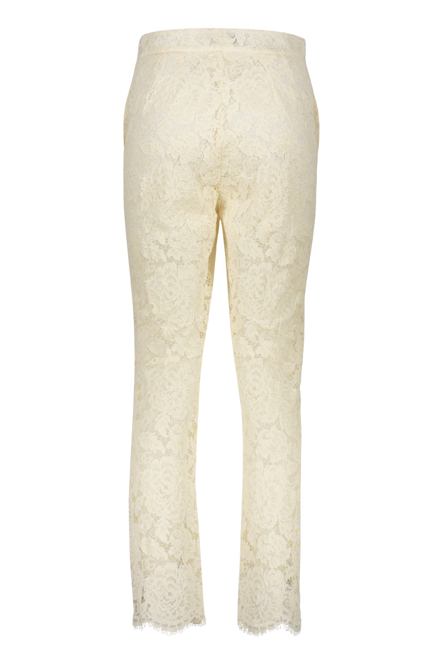 Shop Dolce & Gabbana Lace Trousers In Ivory