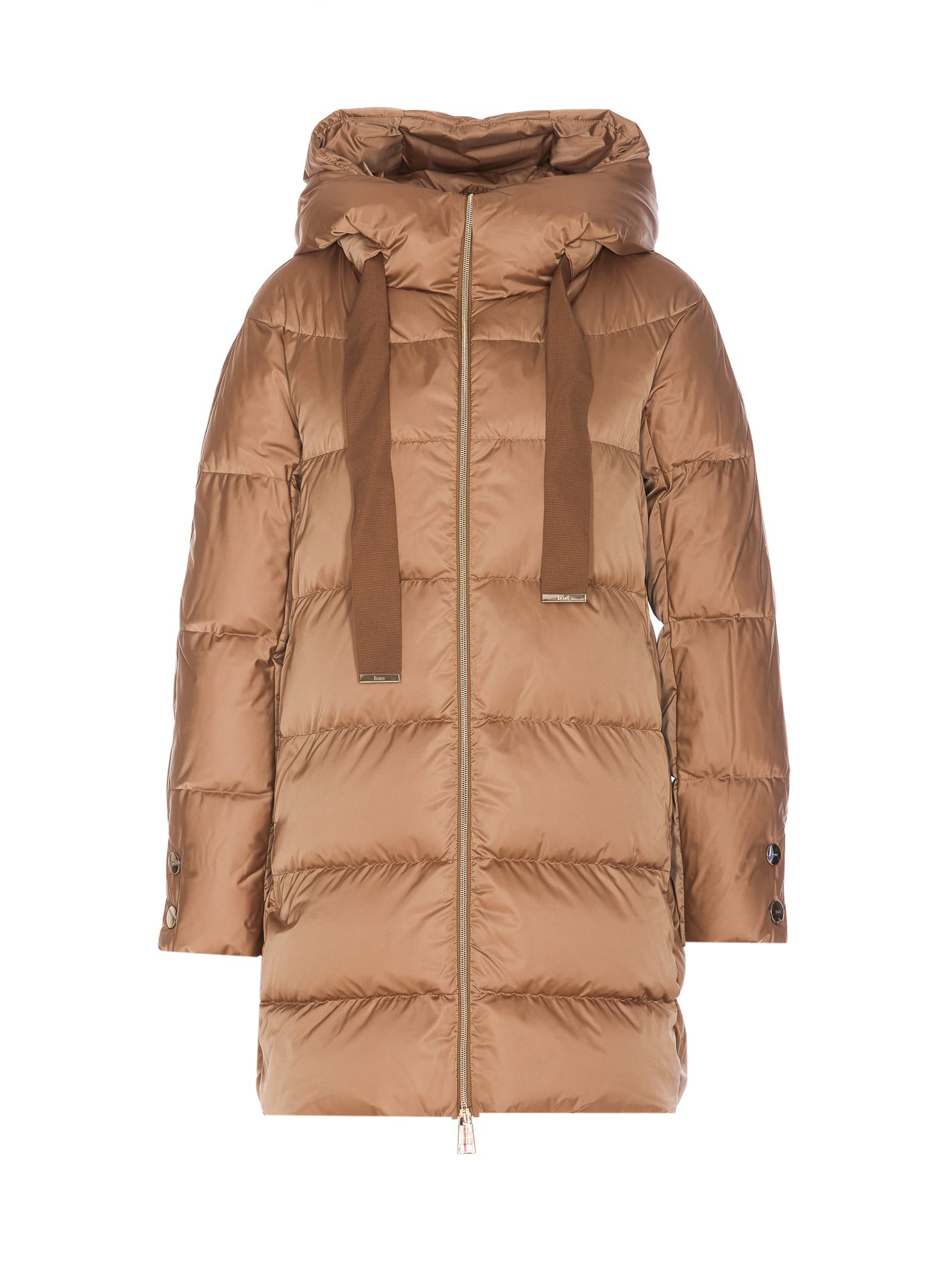 Shop Herno A-shape Down Jacket In Brown