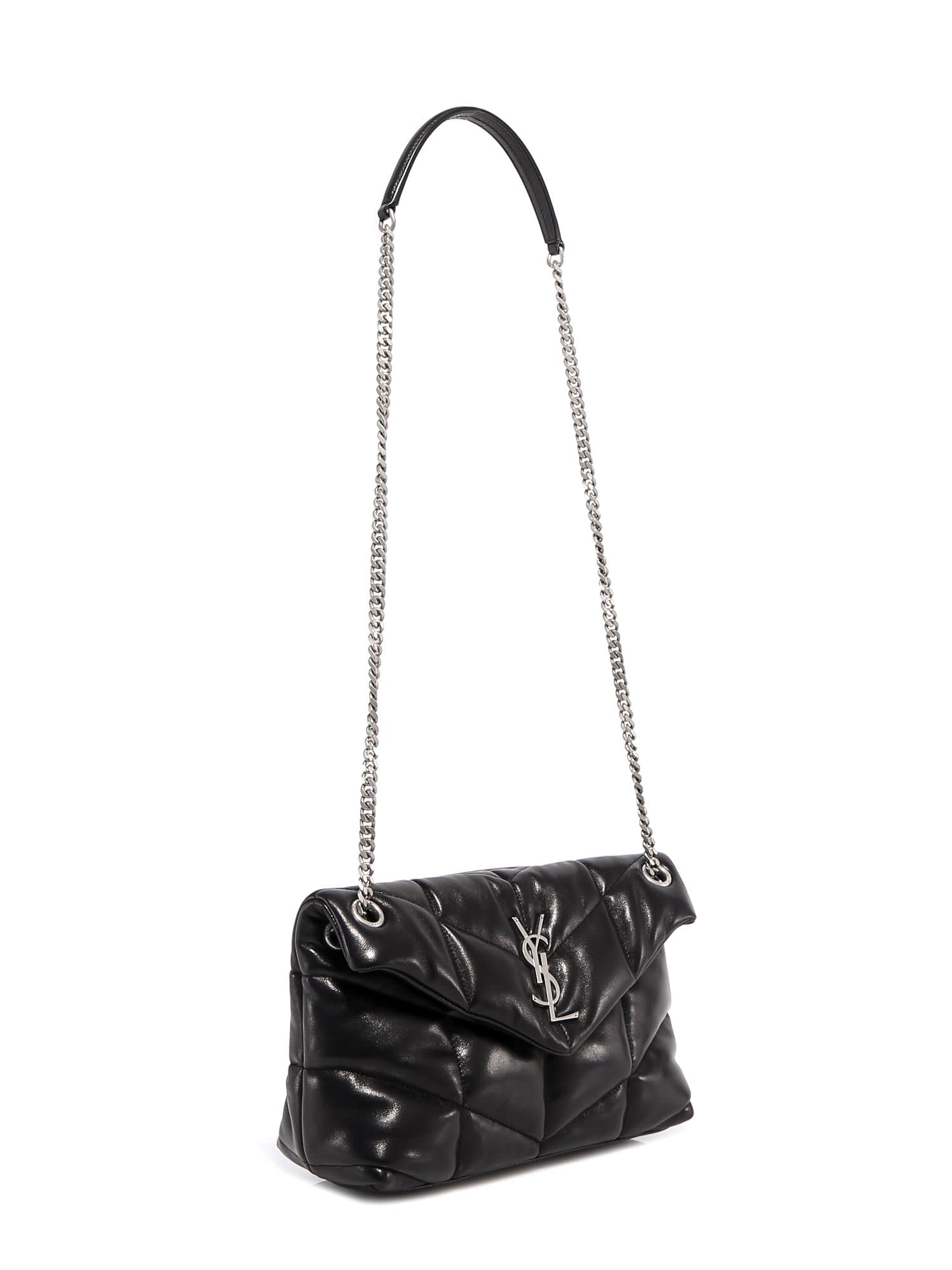Saint Laurent Loulou Puffer Shoulder Bag In Black