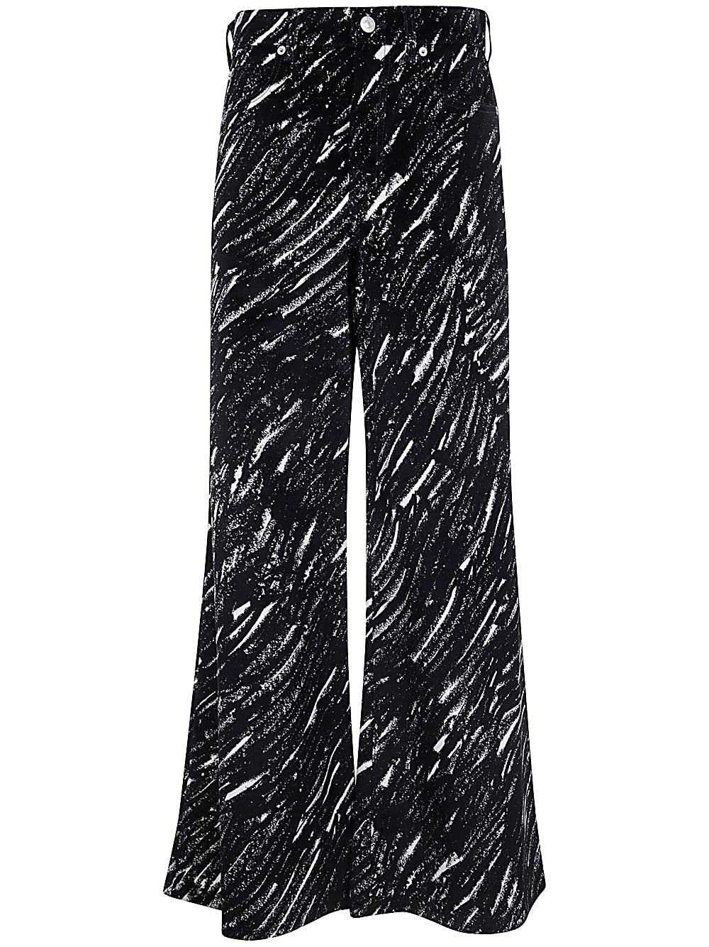 Marni Black Flocked Loose Jeans With Crayon Print In Black
