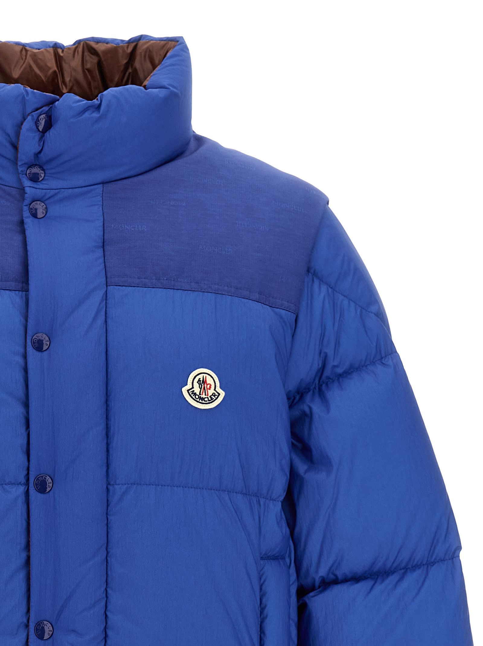 Moncler Verone Reversible Short Down Jacket In Blue