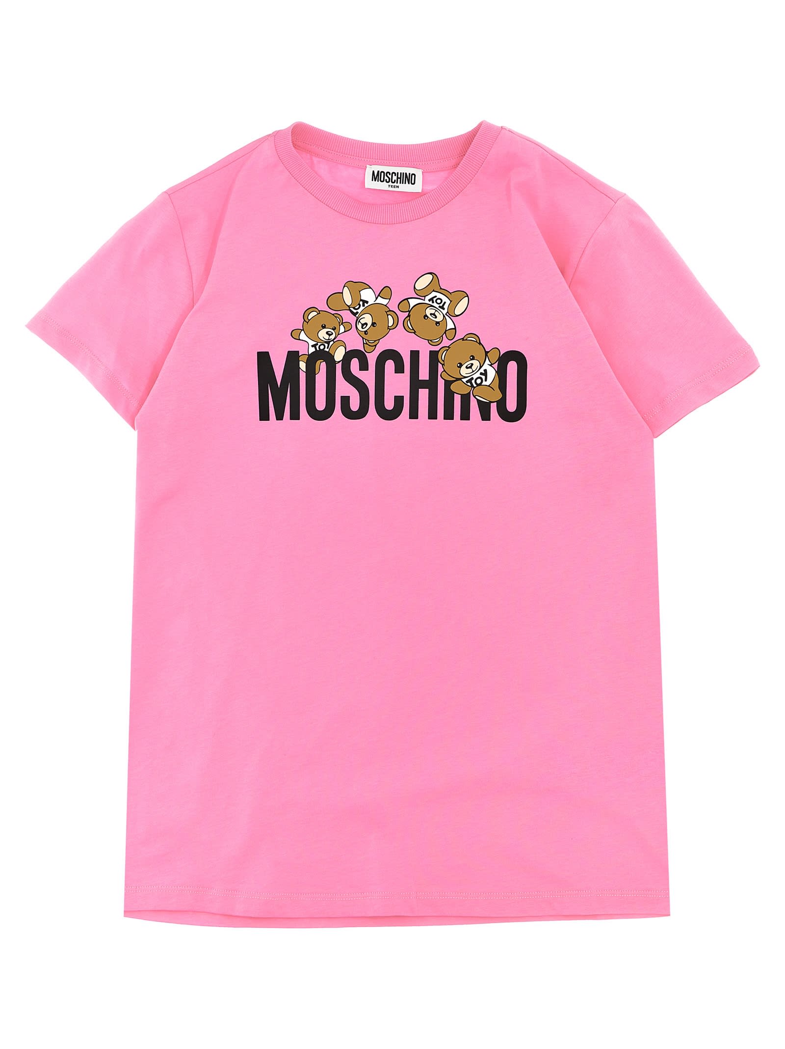 Moschino Kids' Logo Print T-shirt In Pink