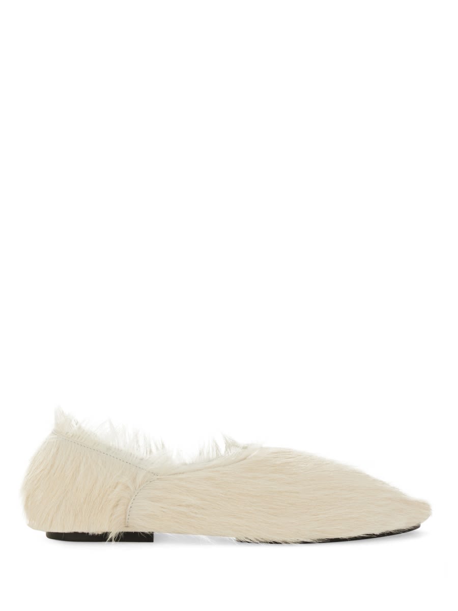 Shop Jil Sander Low Leather Slippers In Ivory