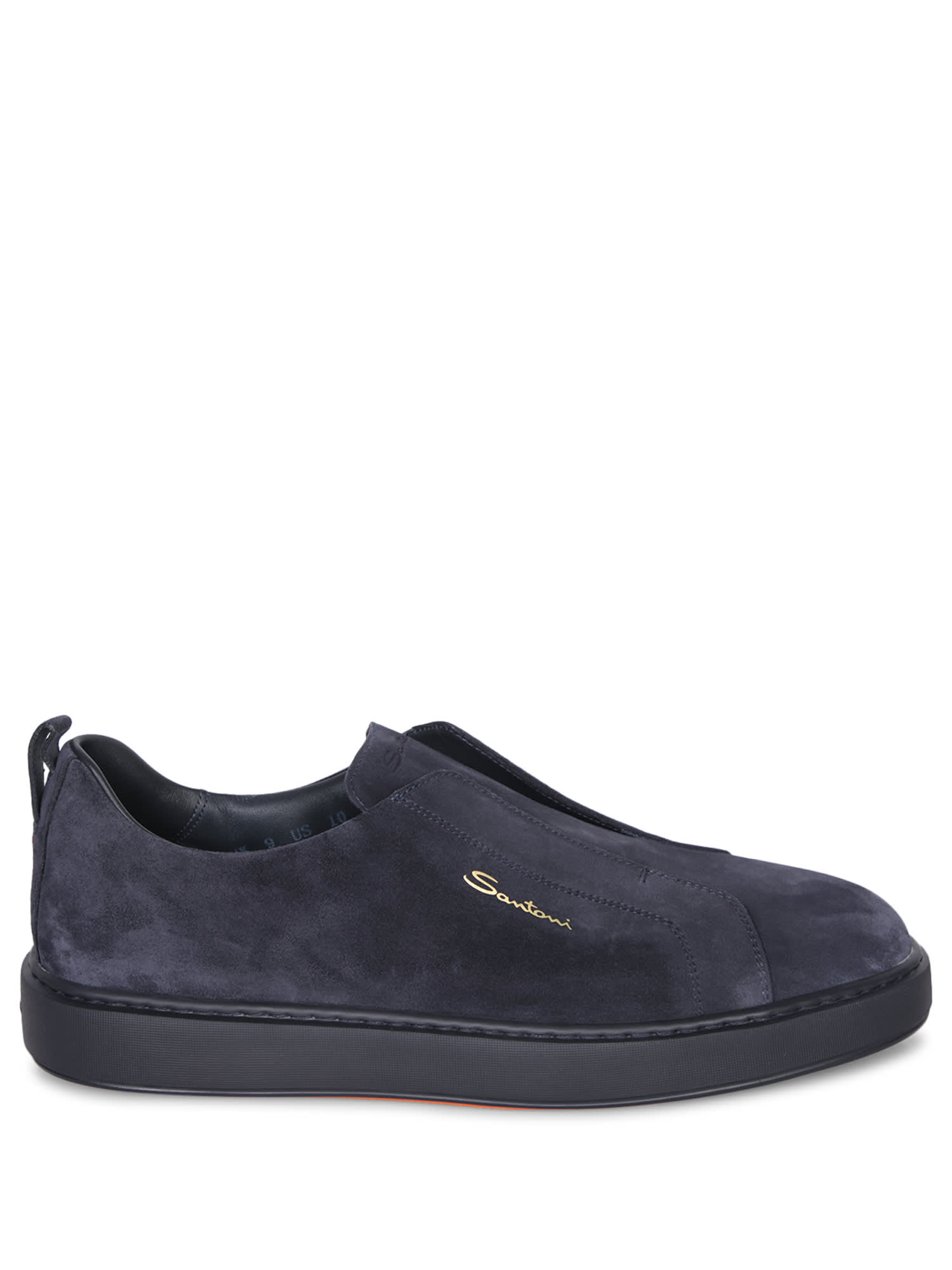 Shop Santoni Victory Blue Suede Sneakers