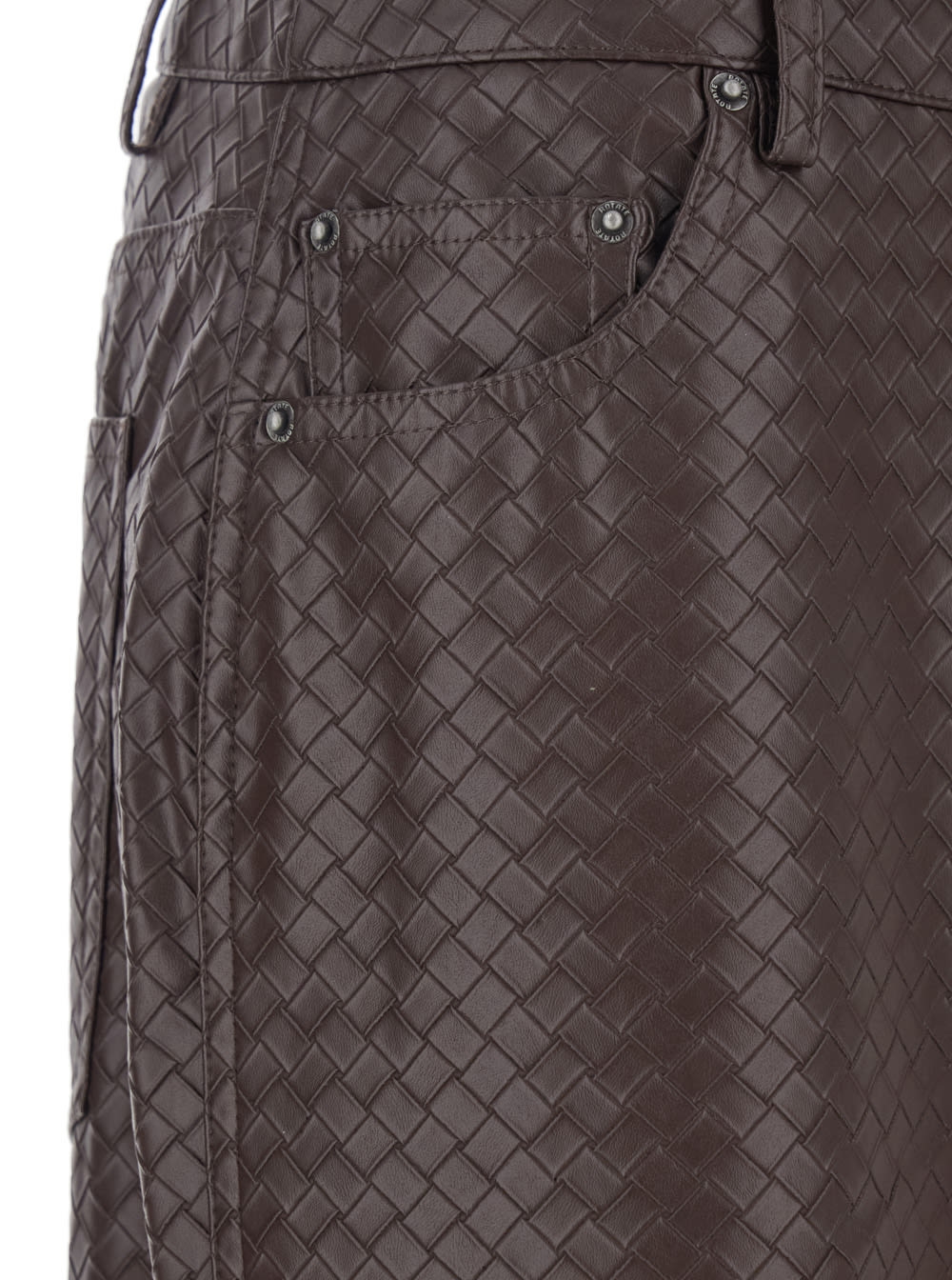 Rotate Birger Christensen Brown Pants With Wide Leg And Woven Texture In Tech Fabric Woman In Brown