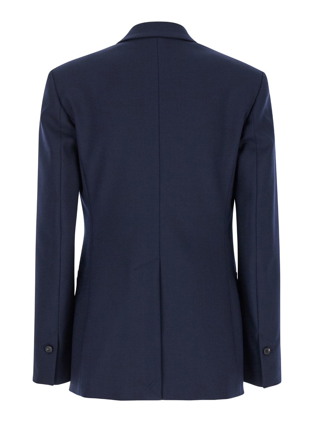 Shop Tela Abelia Blue Single-breasted Jacket With Notched Revers In Wool Blend Woman