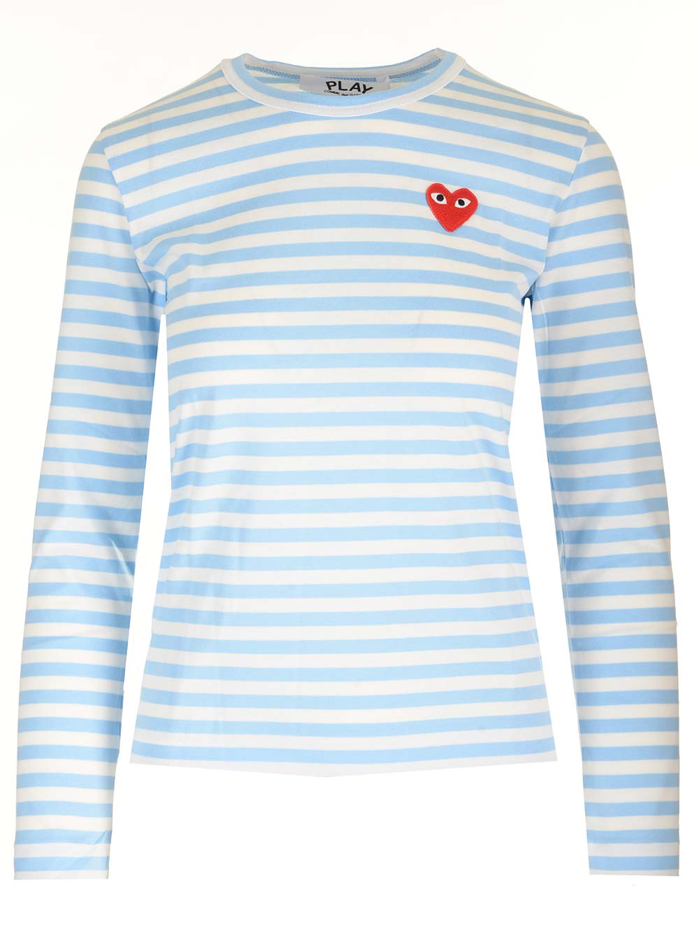 Comme Des Garçons Play Striped Heart Patch Long Sleeve T-shirt In Multicolor