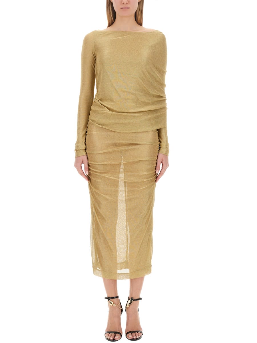 Shop Dolce & Gabbana Longuette Dress In Gold