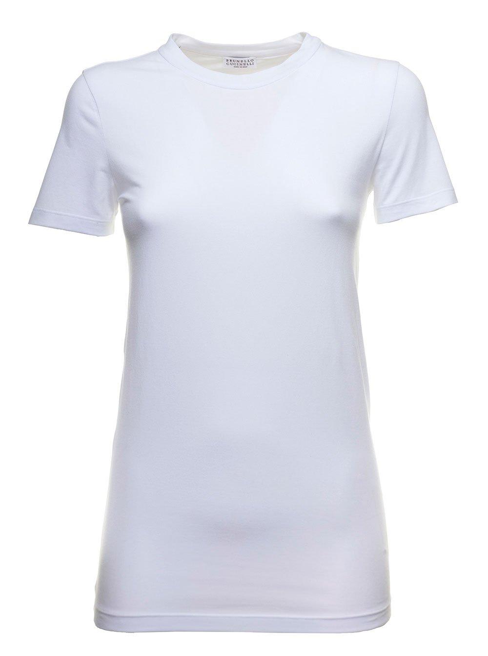 Brunello Cucinelli Plain Jersey T In Bianco