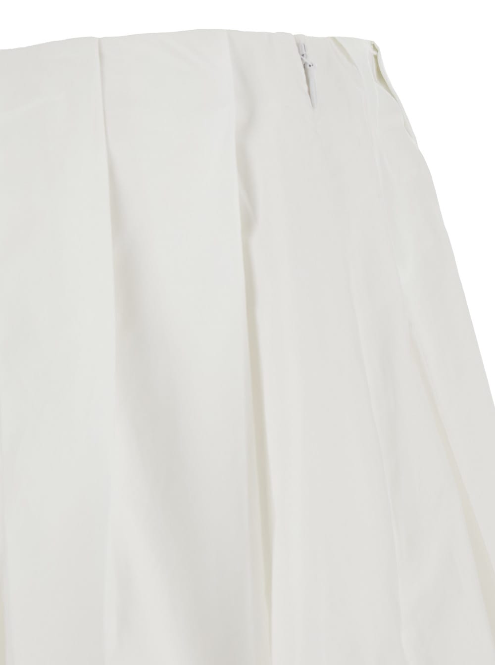 Pinko White Skirt With Pleated Details And Balloon Hem In Bianco Brill.