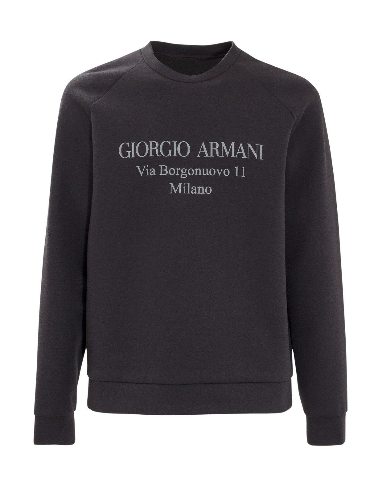 Shop Giorgio Armani Logo Print Crewneck Sweatshirt In Ubvn