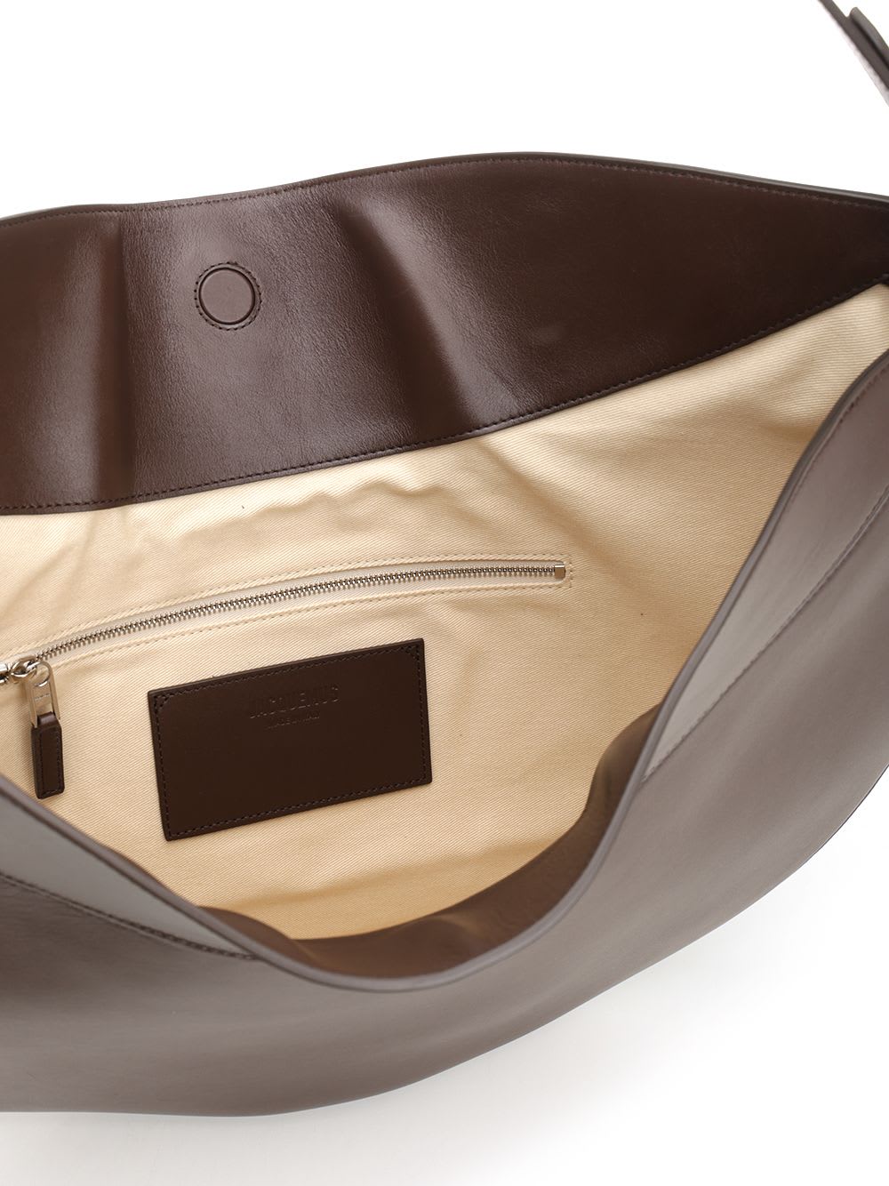 Jacquemus Le Calisso Rond Large Brown Shoulder Bag With Adjustable Strap And Embossed Logo In Leather Woman In Brown