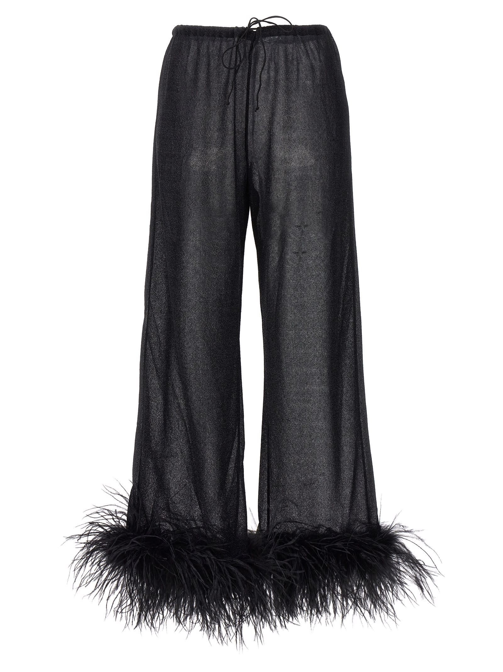 Shop Oseree Lumiere Plumage Pants In Black