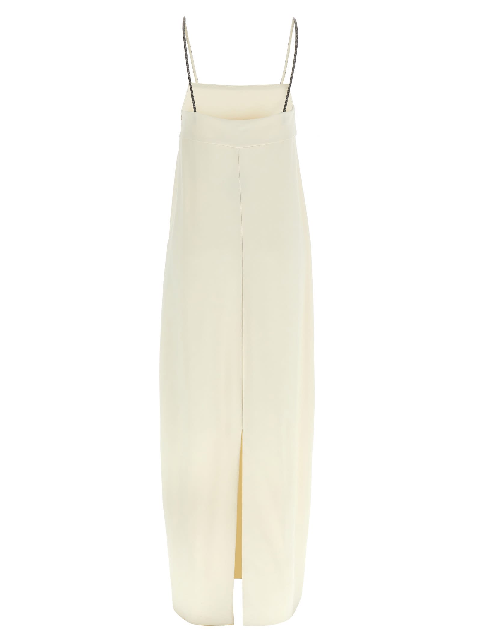 Brunello Cucinelli Strappy Dress With Slit In Back In White