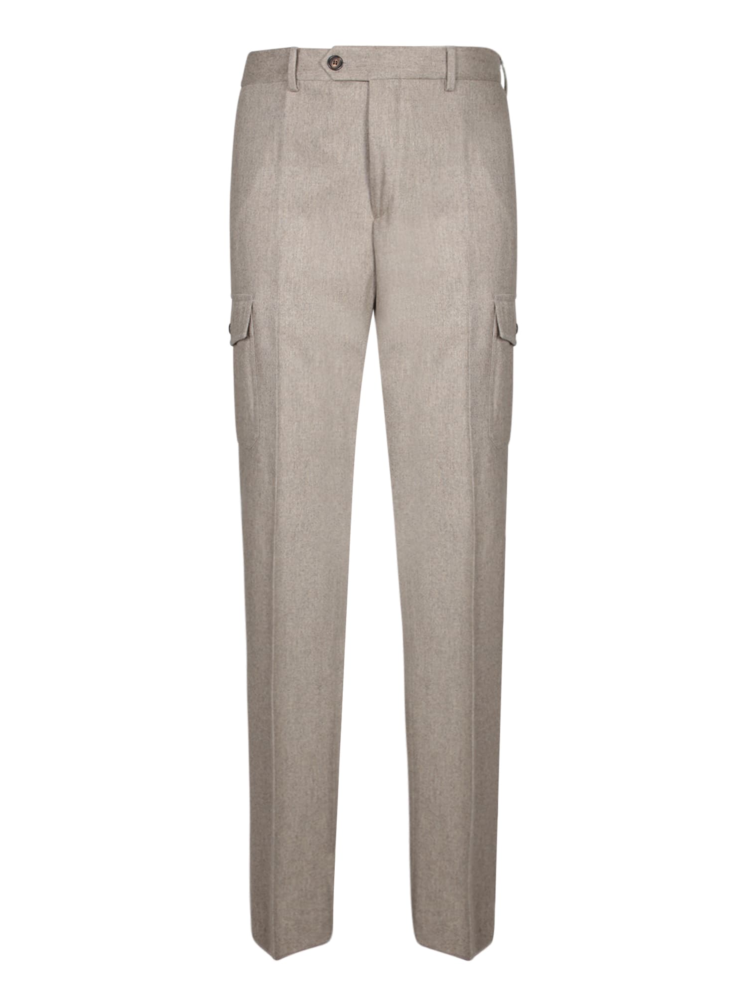 Beige Mãlange Flannel Cargo Pants