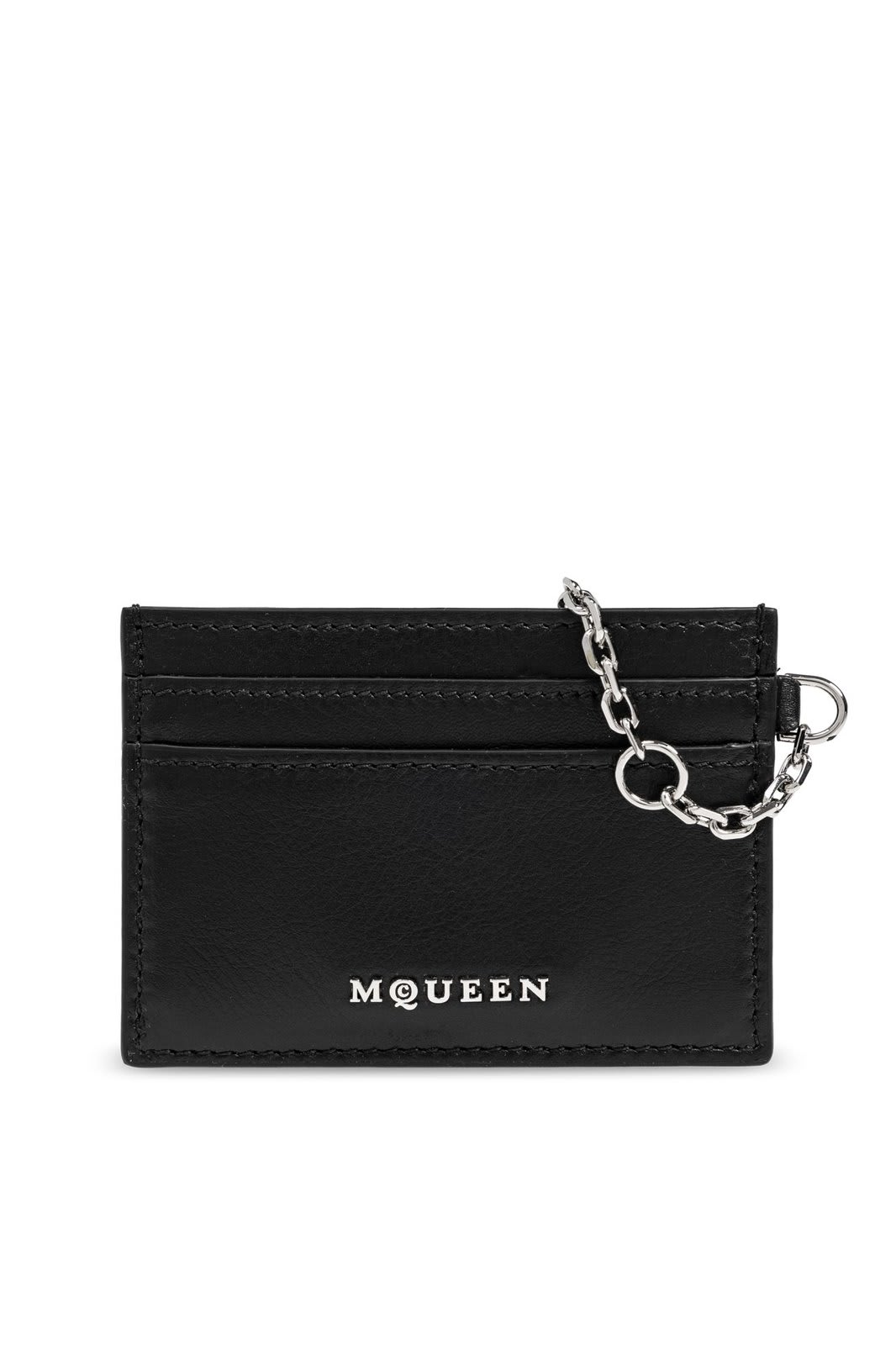 Shop Alexander Mcqueen Sling Logo Plaque Card Holder In Black