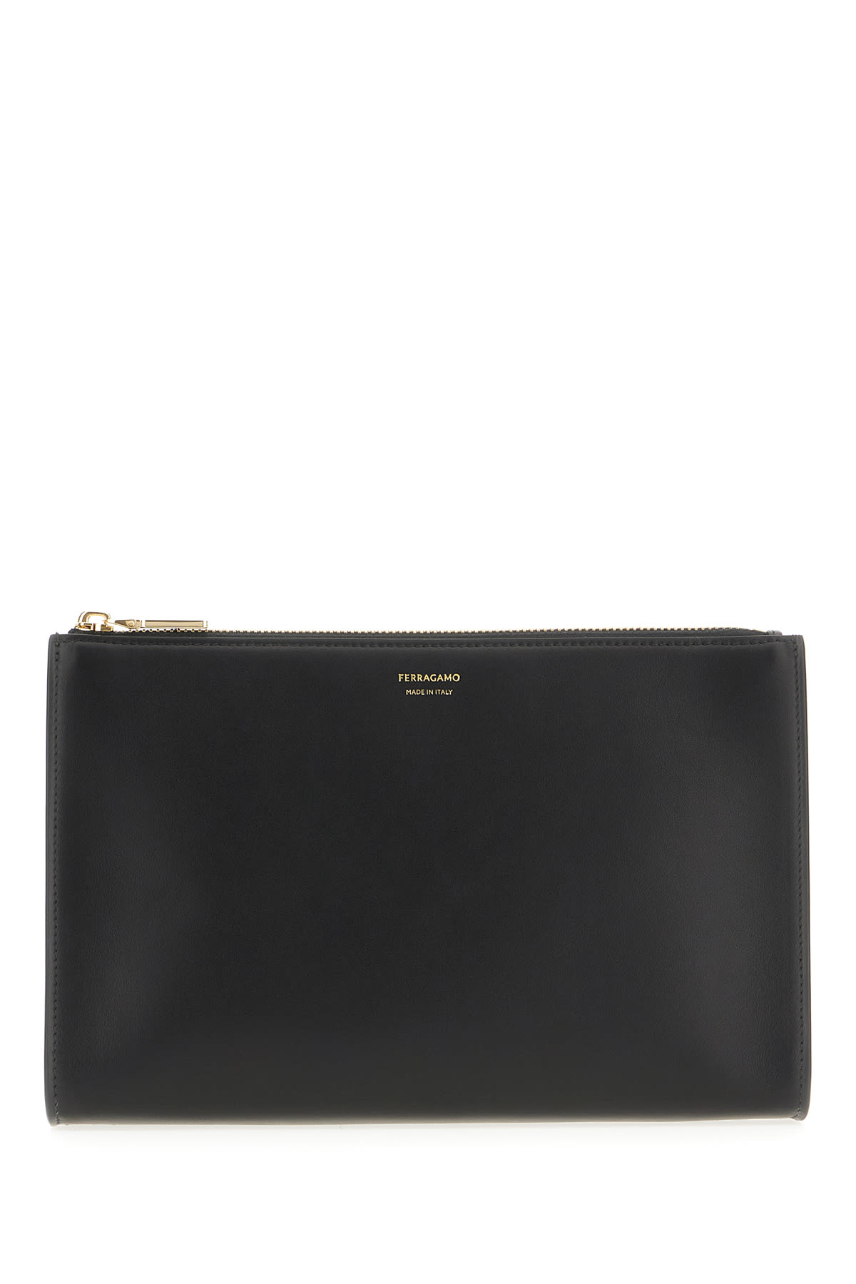 FERRAGAMO BLACK LEATHER CLUTCH 