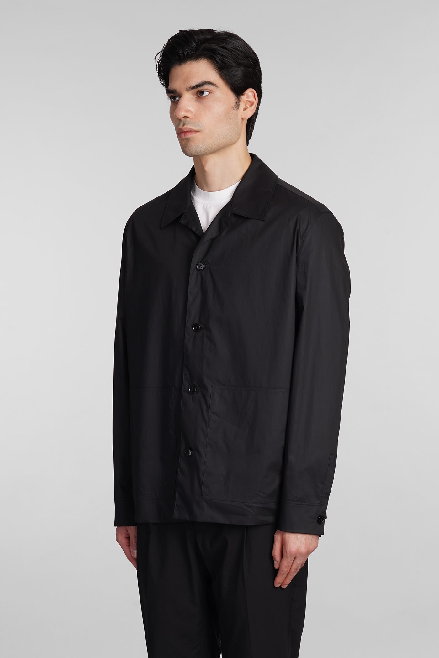 Shop Zegna Casual Jacket In Black Cotton