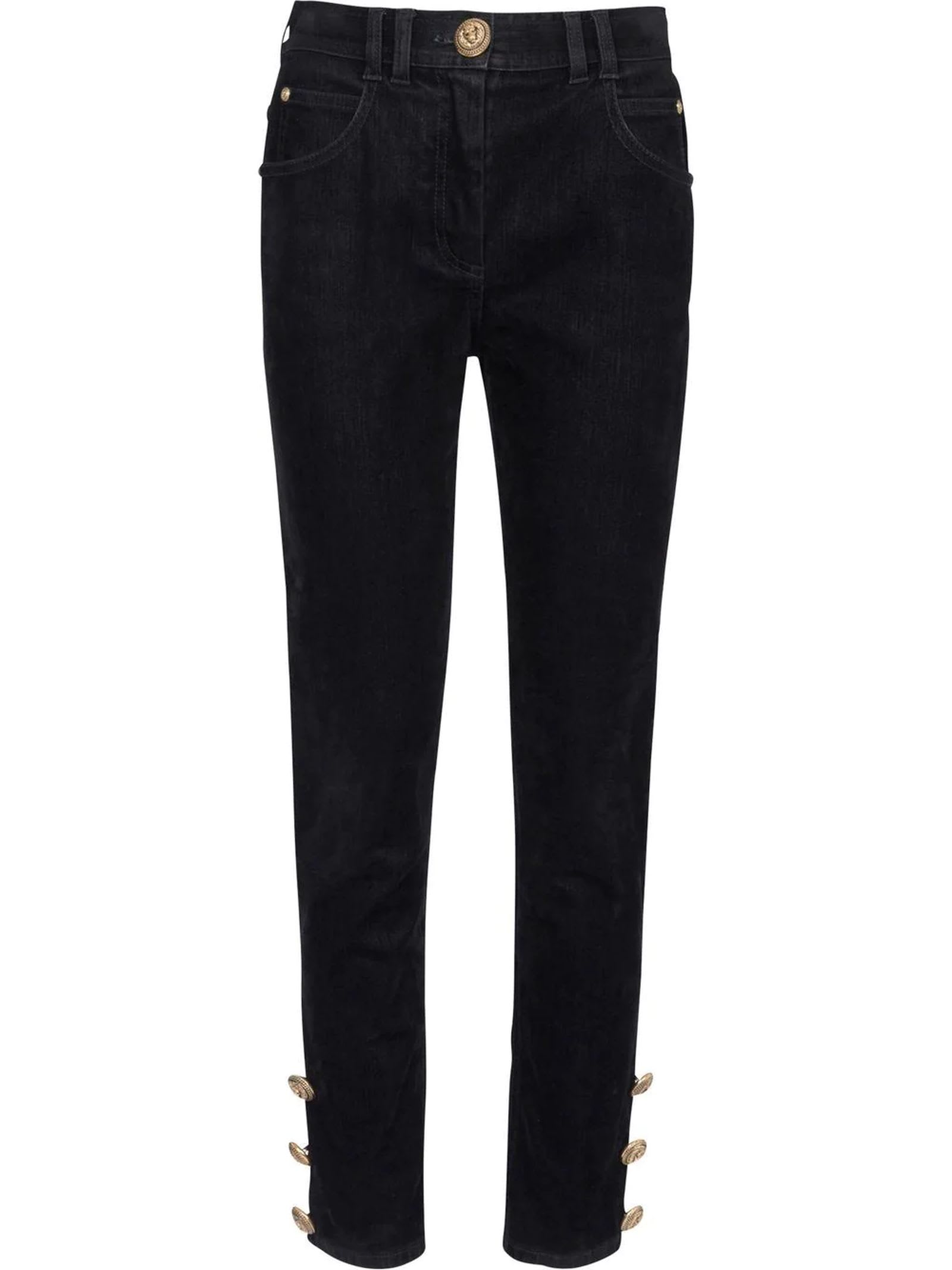 Balmain Black Cotton Slim Cut Jeans