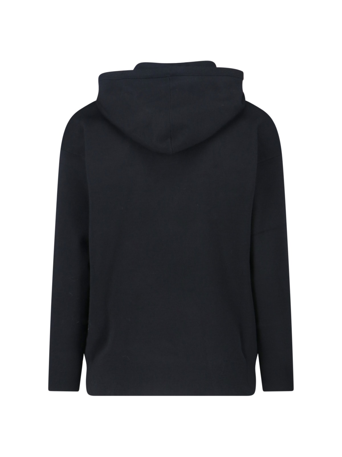 Max Mara Virgin Wool Hoodie In Black