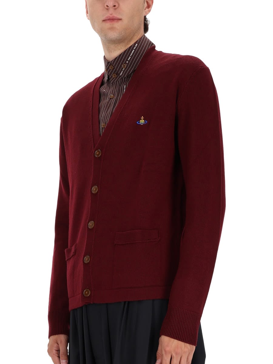 Vivienne Westwood Cardigan Sweater In Rich Bordeaux In Brown