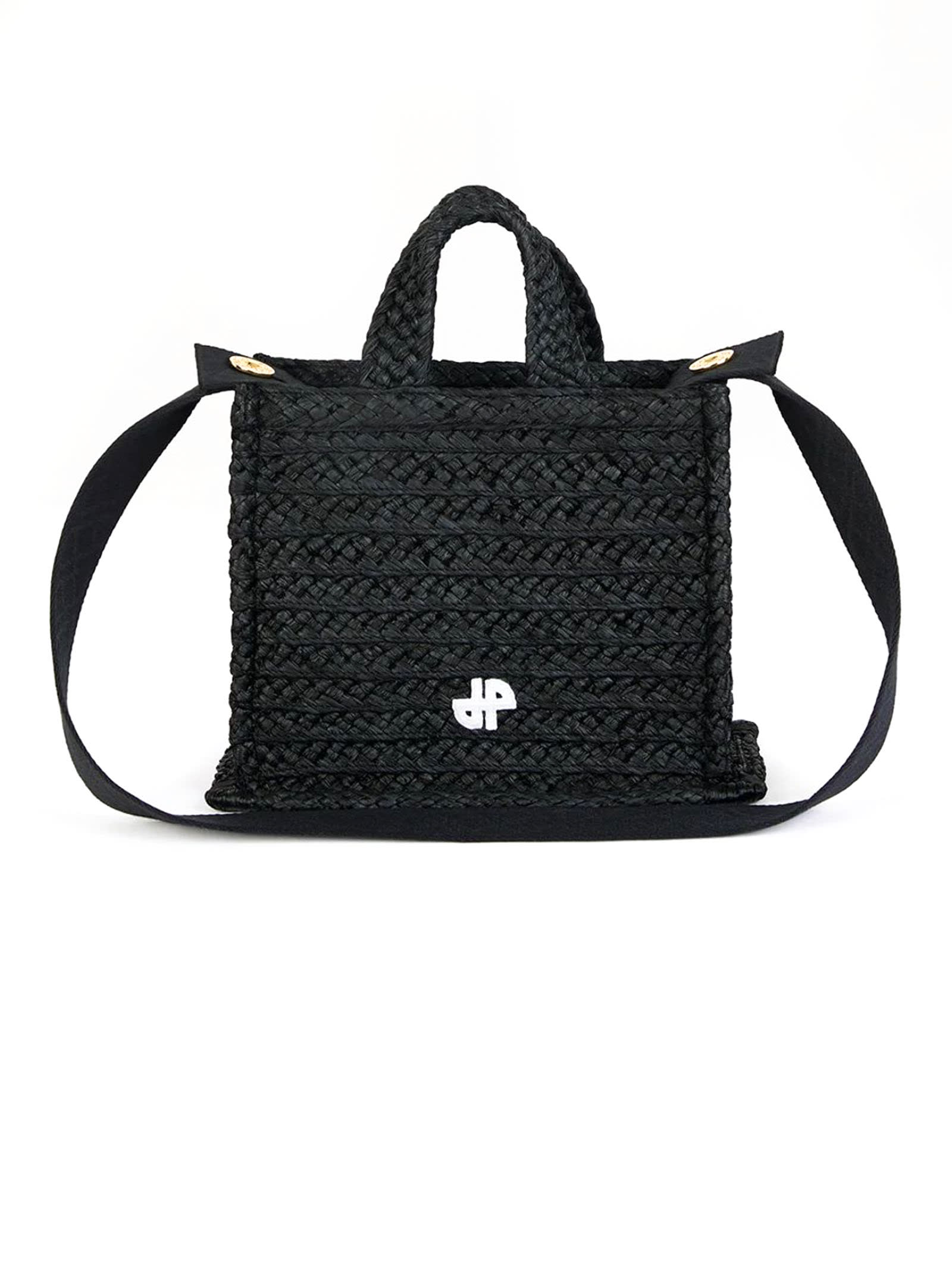 Shop Patou Black Jp Raffia Tote Bag