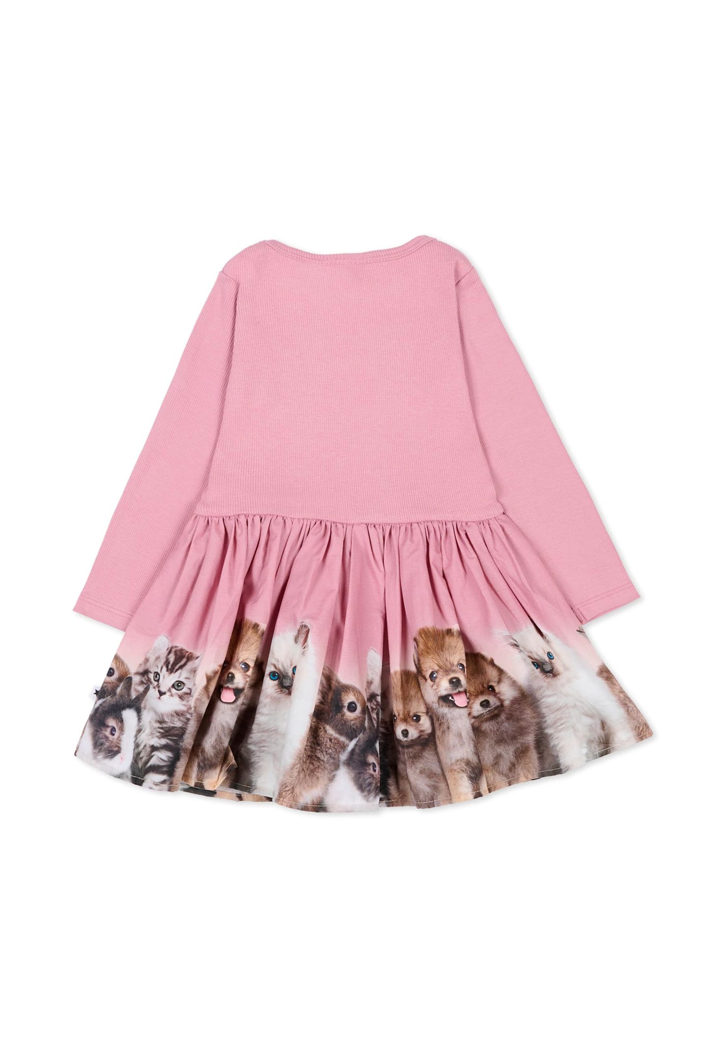 Molo Pink Dress For Baby Girl With Animal Print In Pink