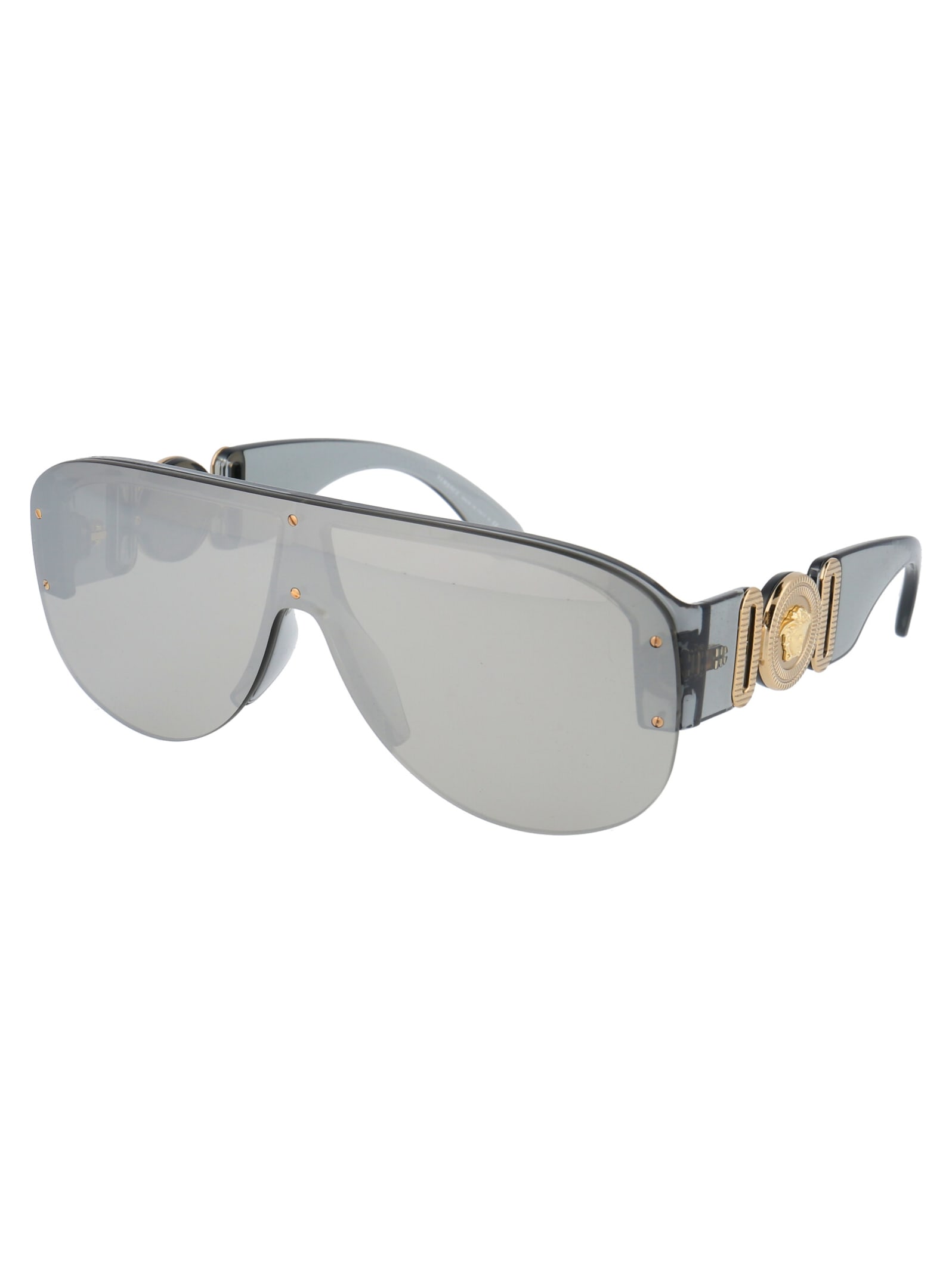 Versace Transparent Grey Nylon Sunglasses In Gray