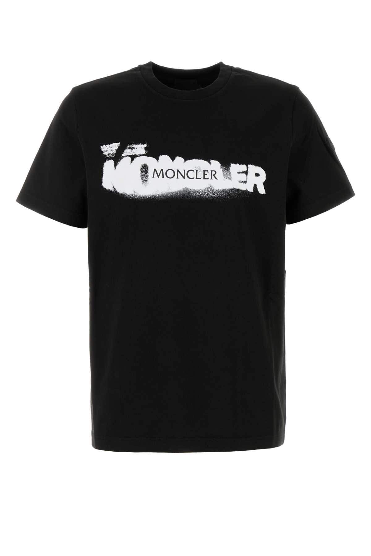 Moncler Spray-print Cotton T-shirt In Black
