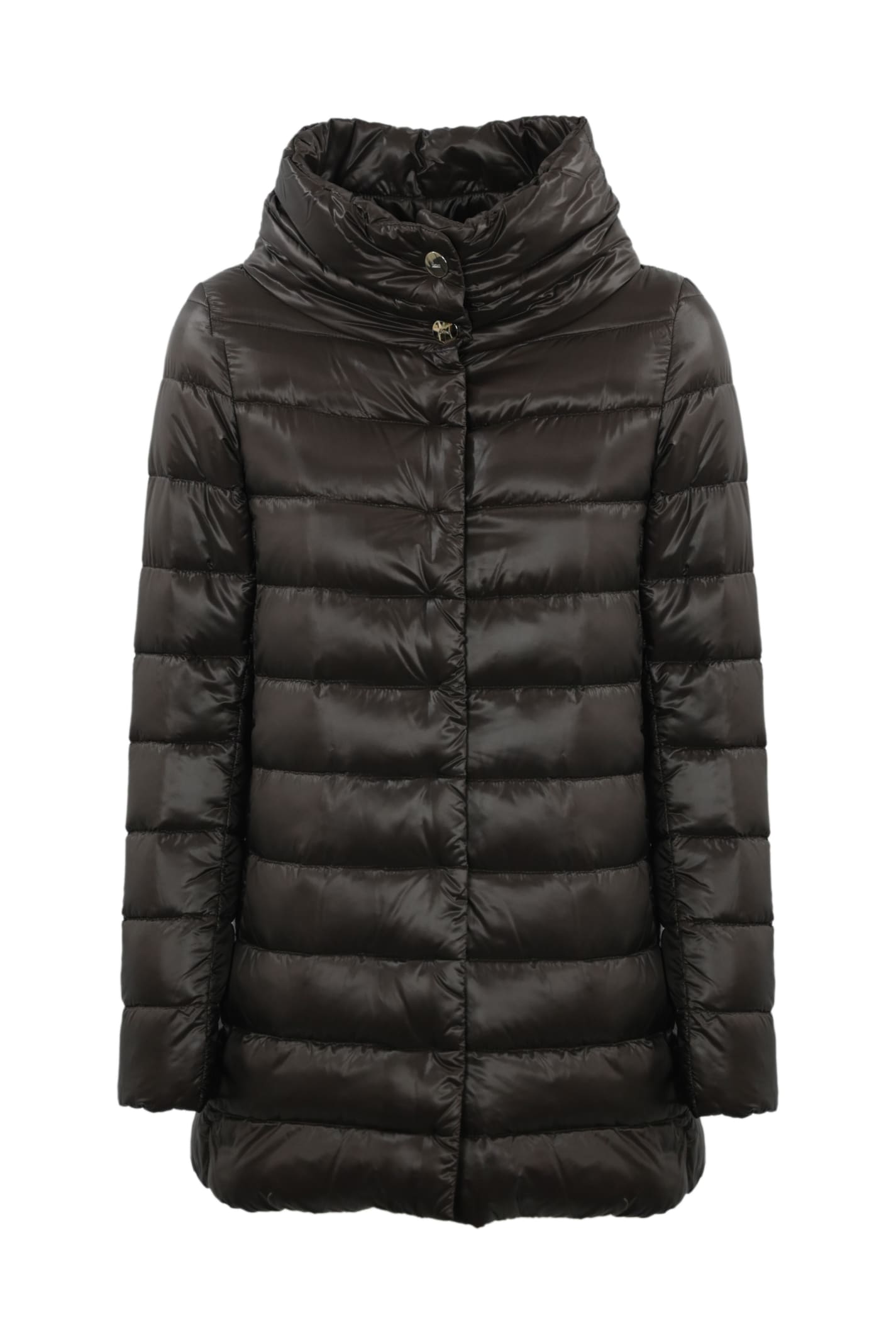 Shop Herno Quilted Down Jacket Amelia In Fondente