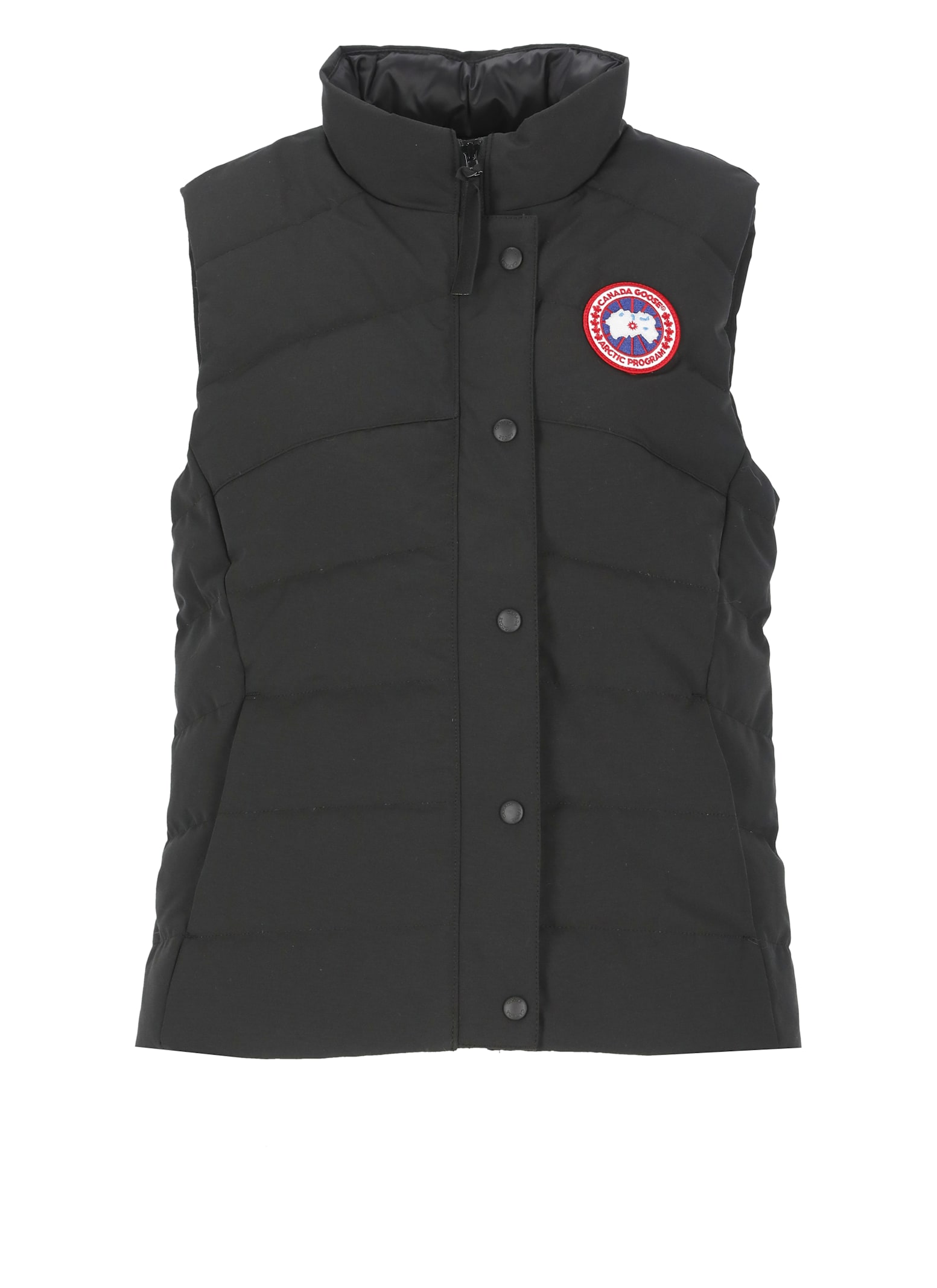 Canada Goose Padded Quilted Sleeveless High Neck Vest In Black