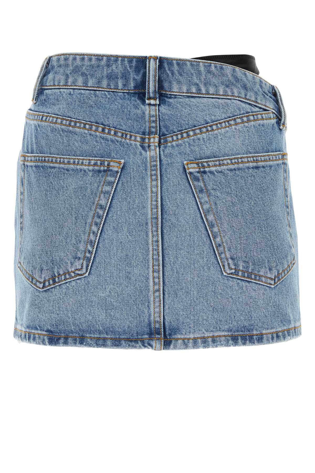 Shop Alexander Wang Denim Mini Skirt In Vintagelightindigo