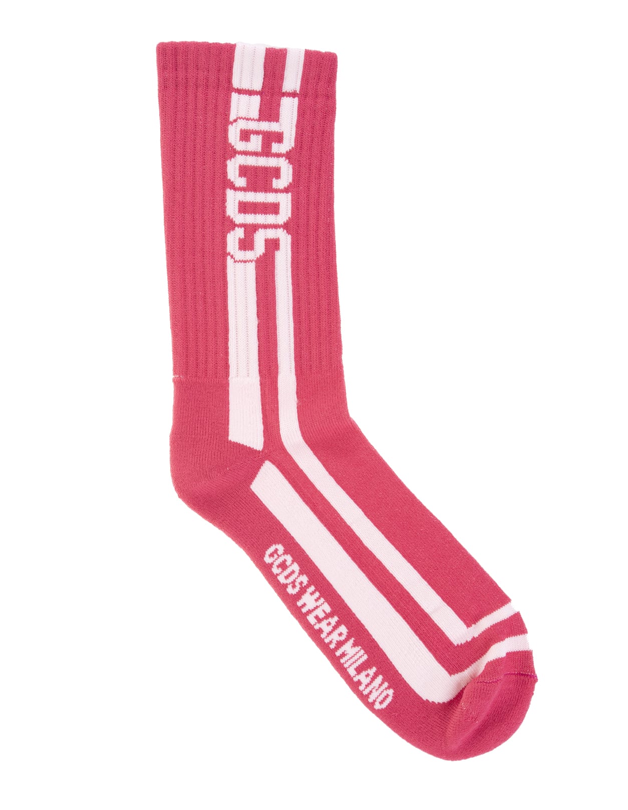 GCDS Red Socks With Contrast Logo Bands