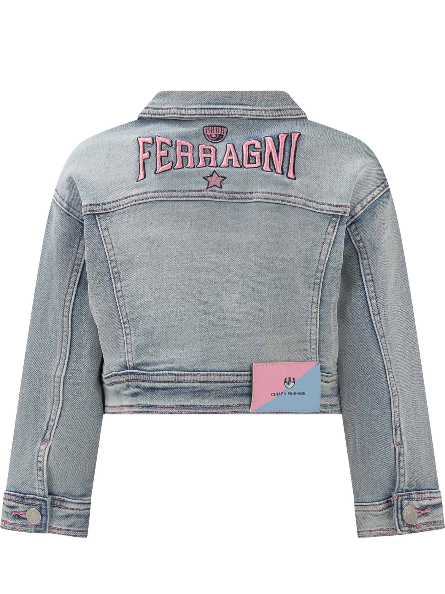 Shop Chiara Ferragni Denim Jacket In Stone Bleach
