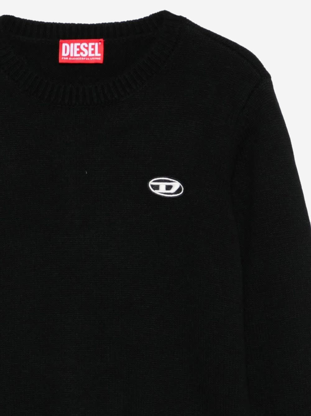 Diesel Viscose Blend Sweater With Logo In Black
