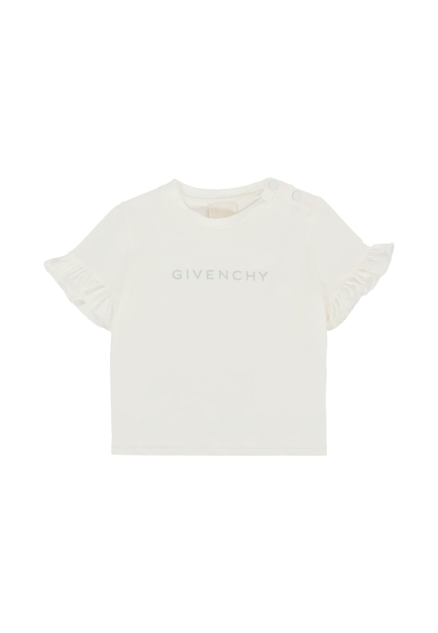 Givenchy Ivory T-shirt For Baby Girl With Logo In Animal Print