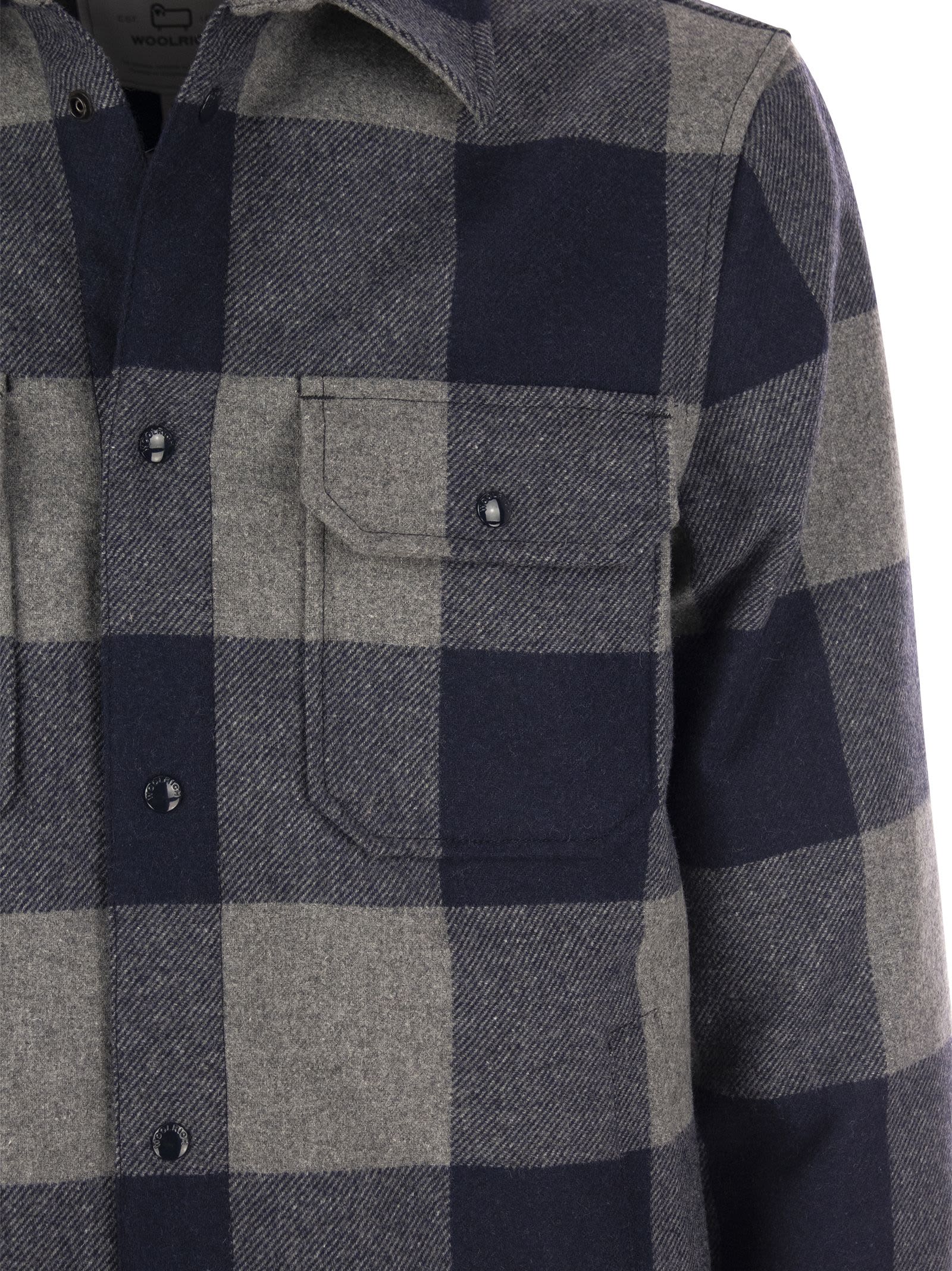Shop Woolrich Alaskan Check Shirt Jacket In Blue/grey