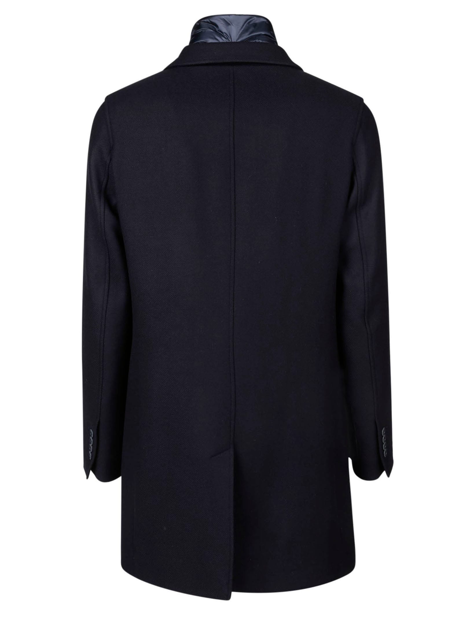 Shop Herno Woven Coat In Dark Navy