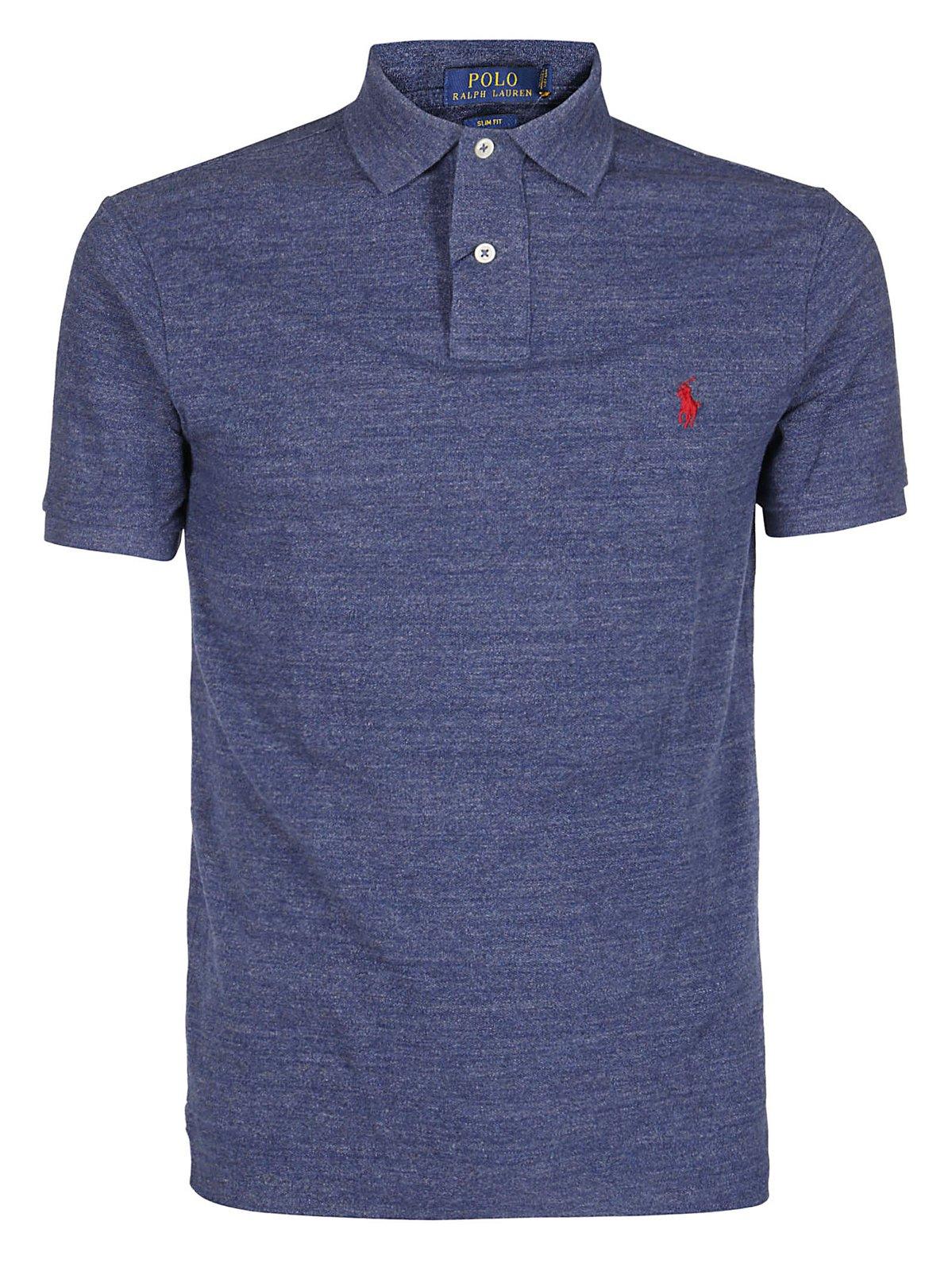 Polo Ralph Lauren Classics Mens Medium Blue Custom Fit Polo In Blue