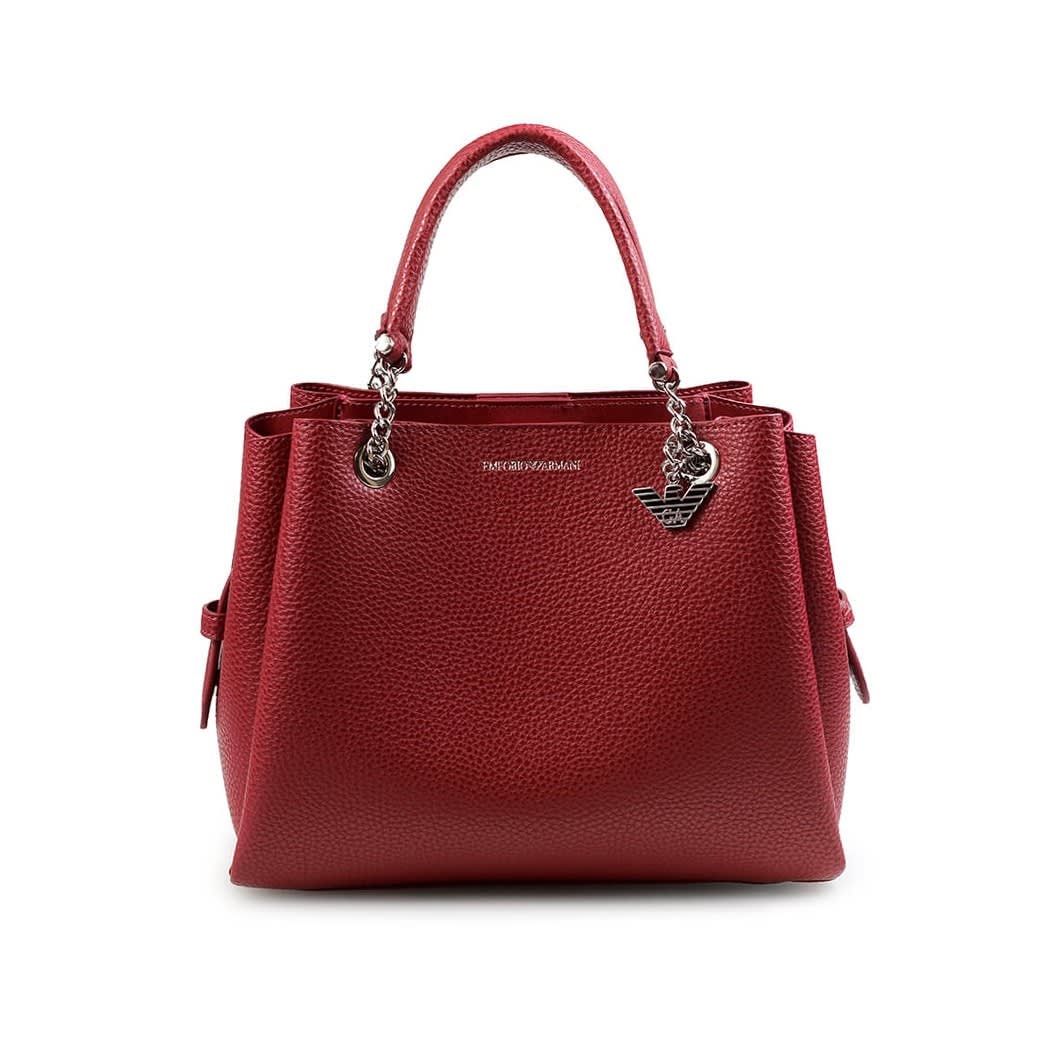 Emporio Armani Burgundy Handbag With Charm