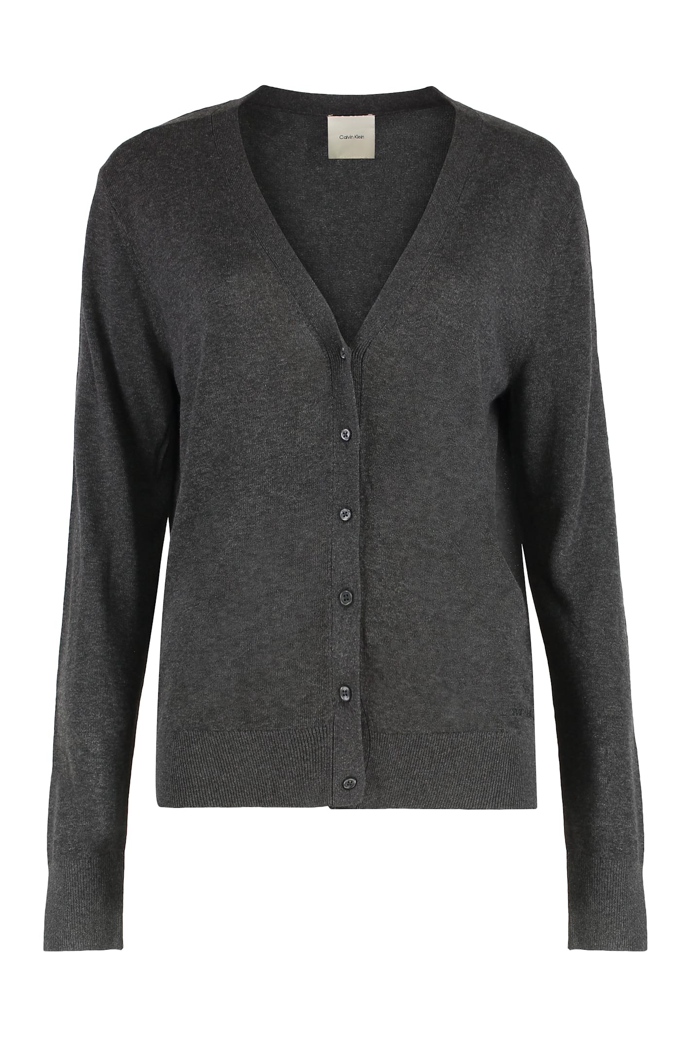 Calvin Klein Viscose Cardigan In Gray