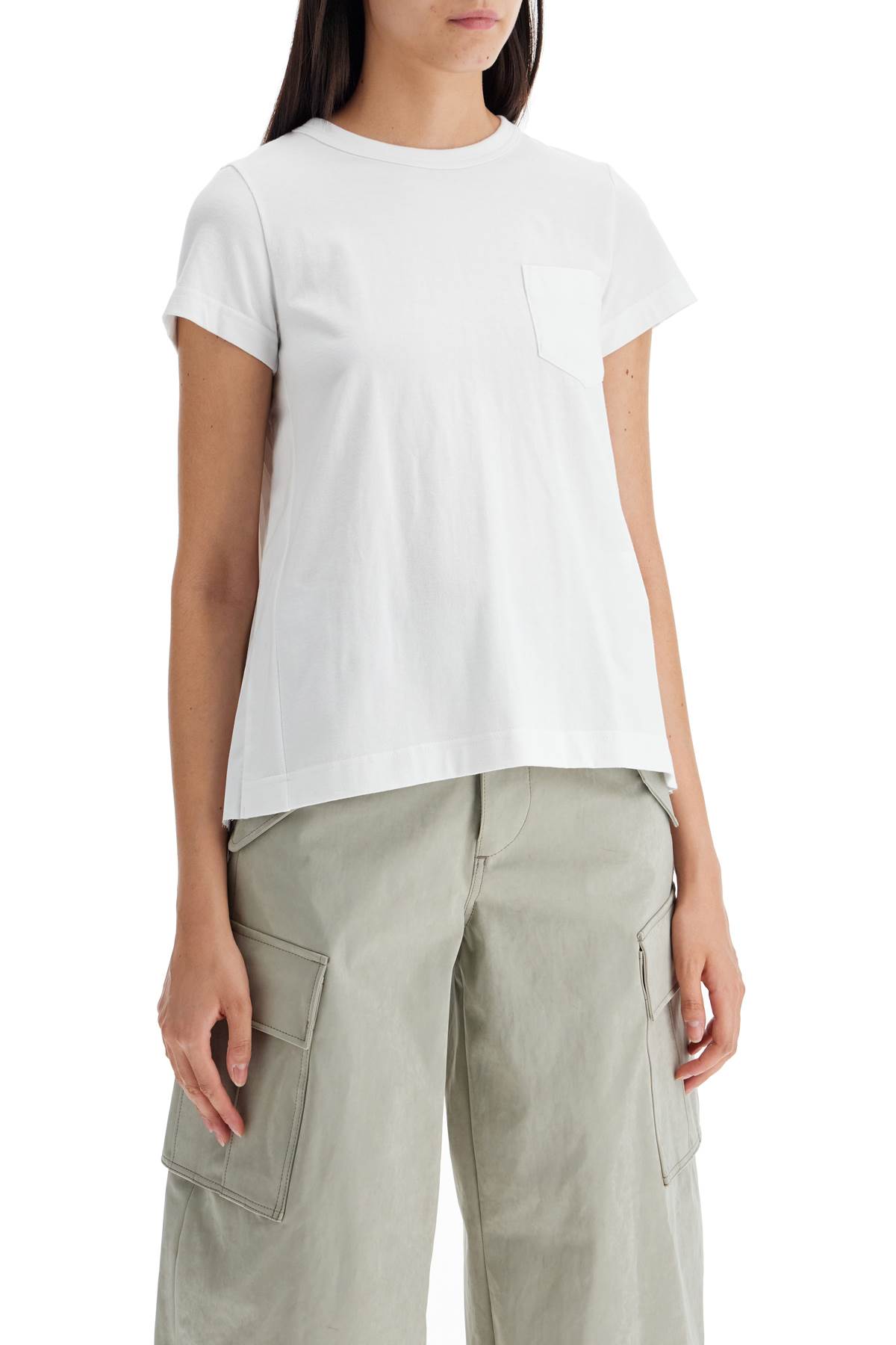 Shop Sacai Pleated Back T-shirt In White×off White (white)