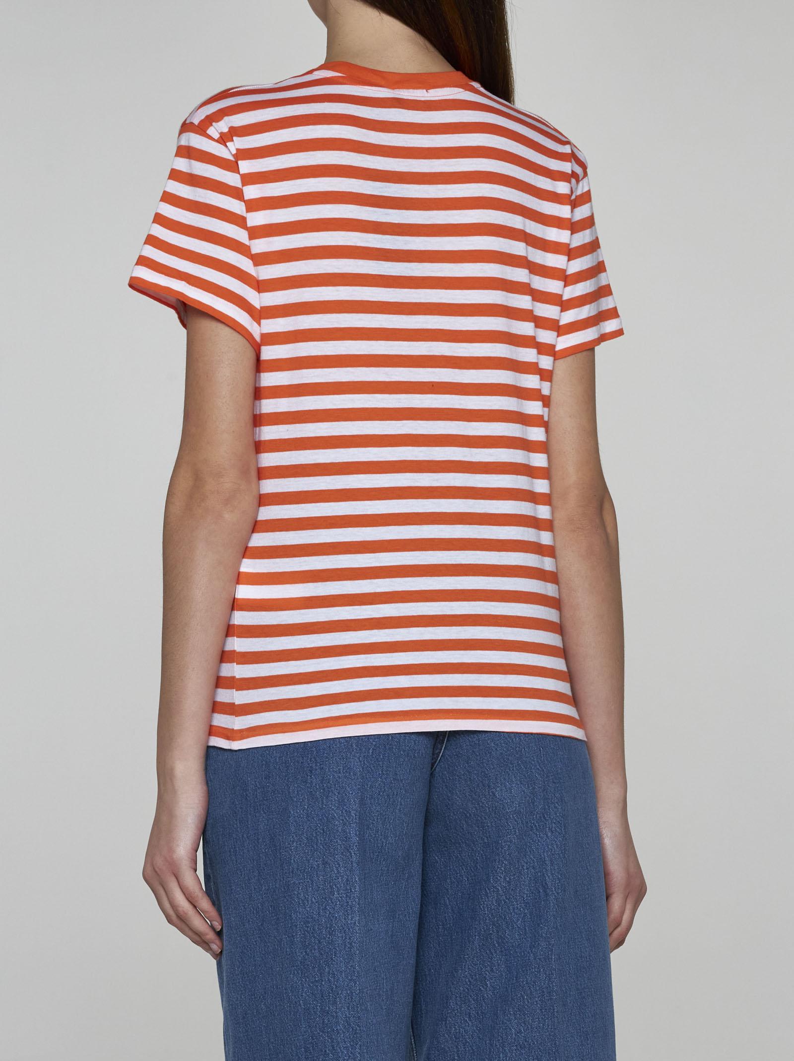 Shop Polo Ralph Lauren Striped Cotton T-shirt In Orange