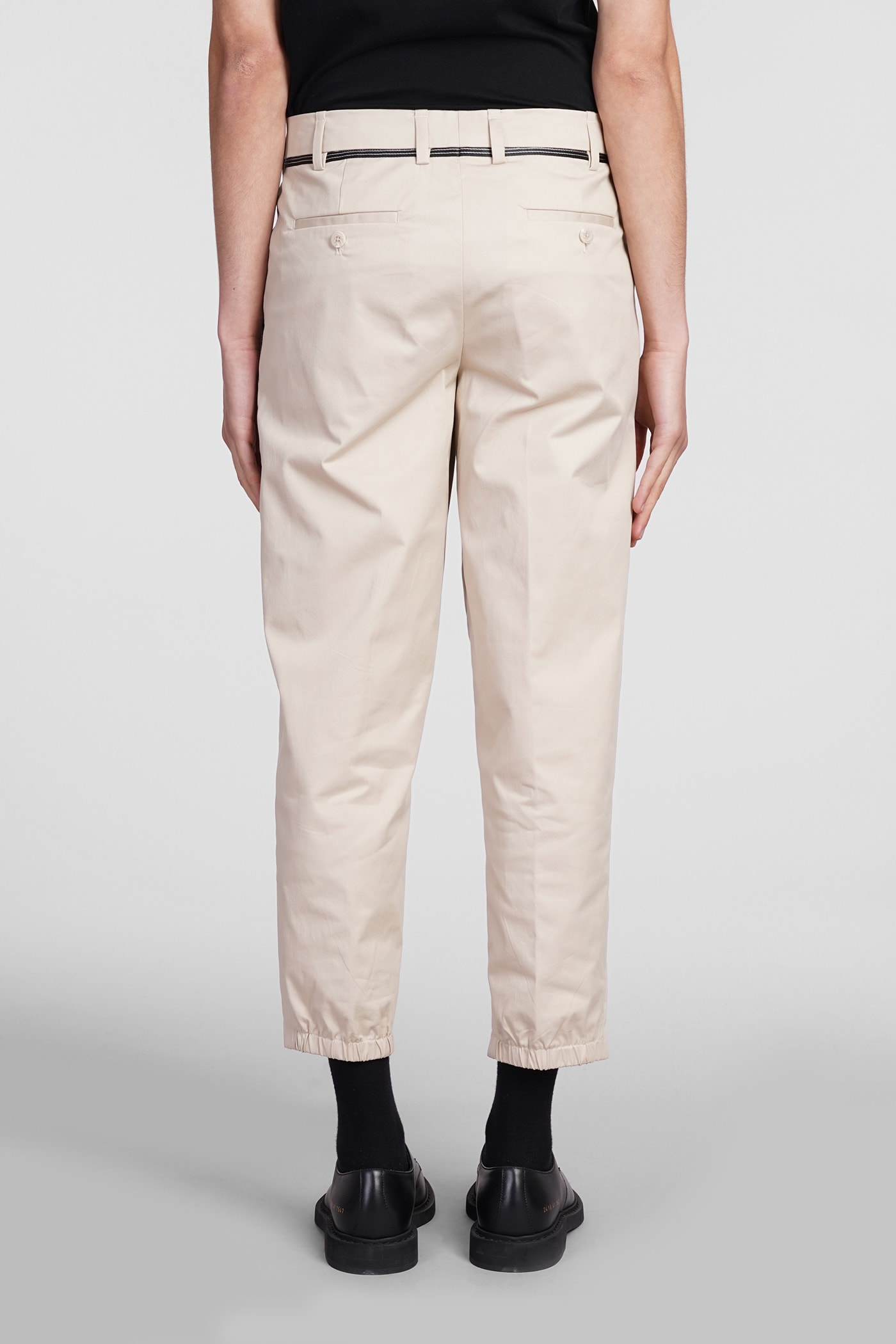 Shop Neil Barrett Slim Regular Pants In Beige Cotton