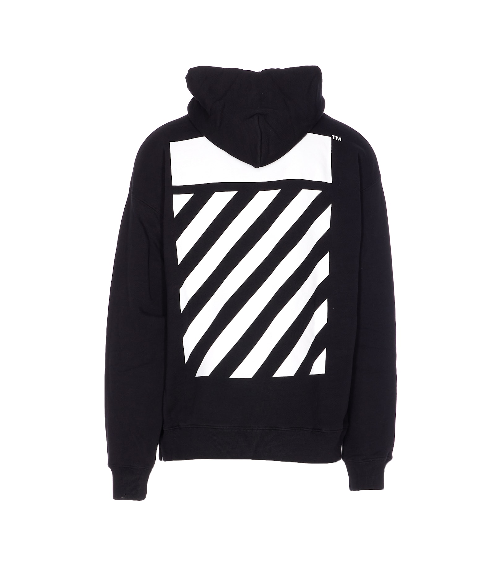 Off-white Flannel Diag Skate Drawstring Hoodie In Black