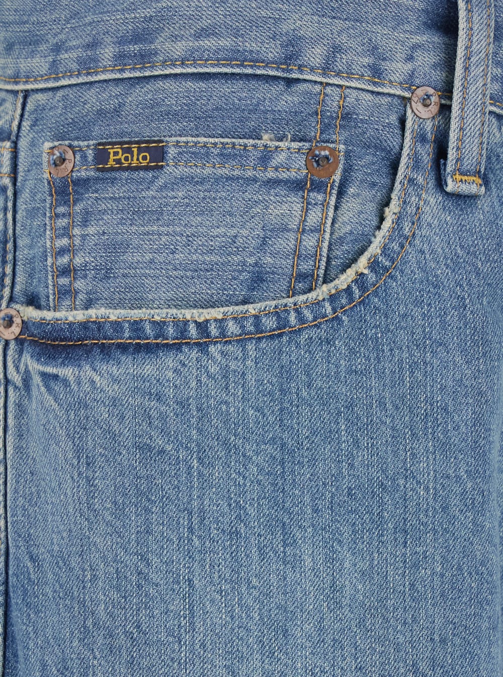 Polo Ralph Lauren Blue Jeans With Belt Loops And Logo Patch On The Rear In Blue