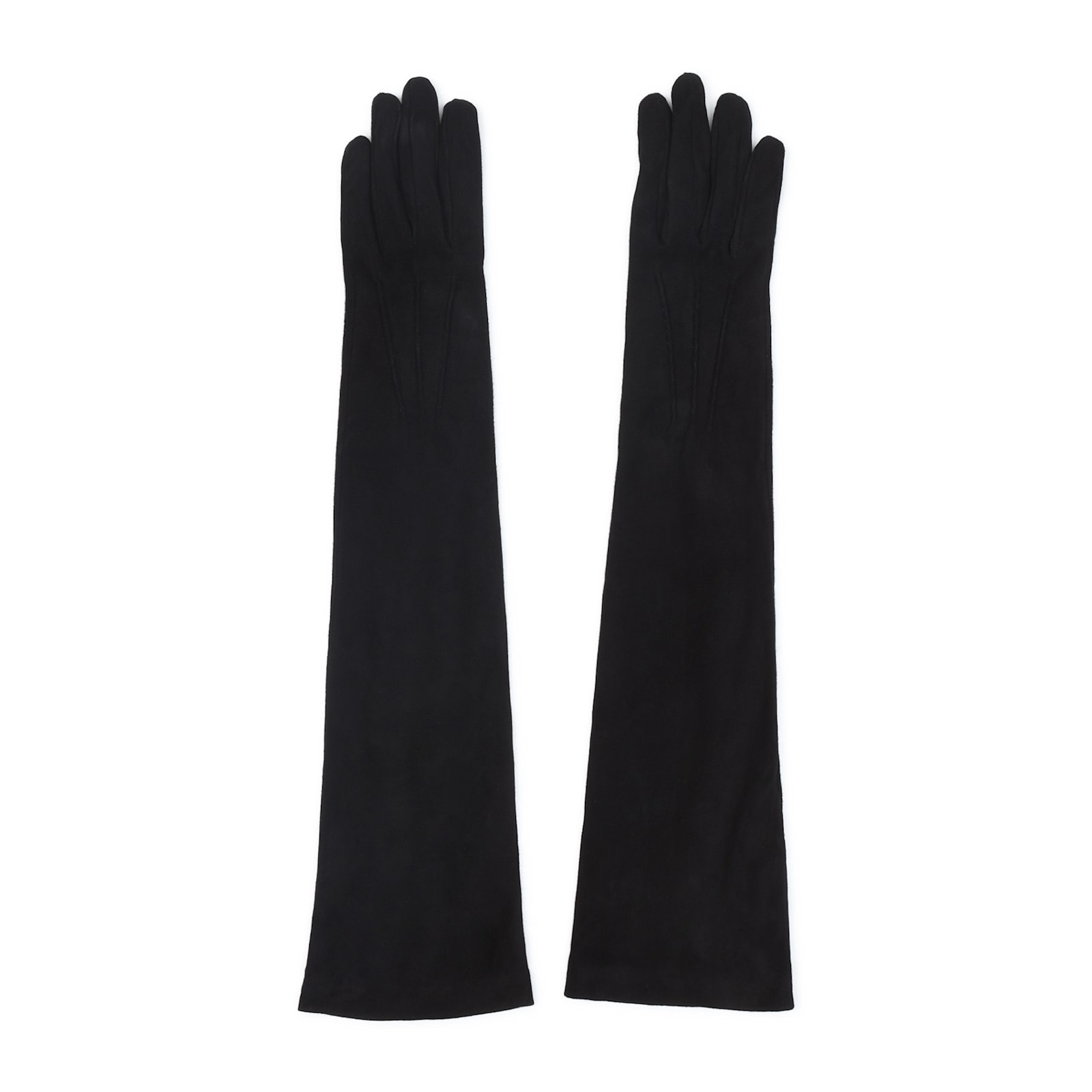 Giorgio Armani Elongated Black Lamb Leather Gloves In Black