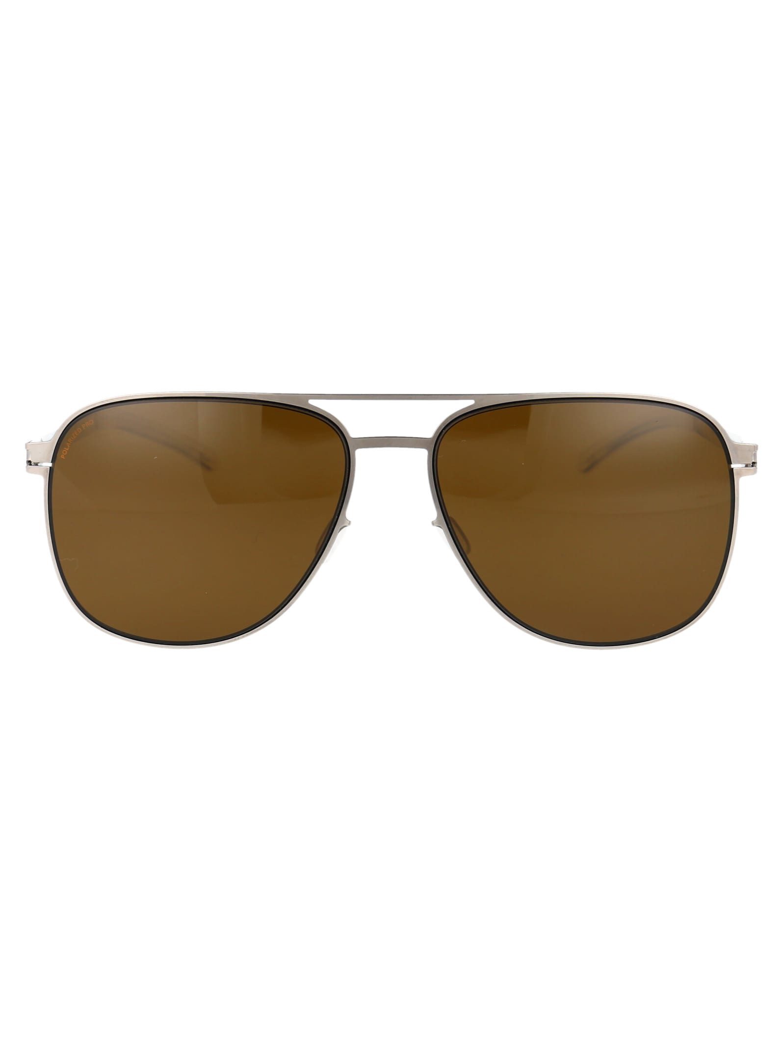 Shop Mykita Caleb Sunglasses In 508 Silver/blue Velvet Polarized Pro Amber